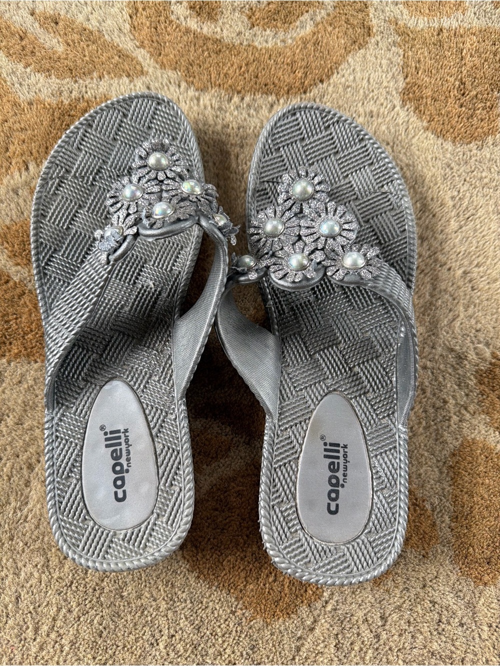 Capelli of New York Silver Jeweled Floral
Sandals